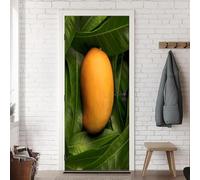 TACOKI 3D Mango Door Stickers, Green Leaves Door Murals Stickers Peel and Stick Wall Art Mural Vinyl Self Adhesive Wallpaper Poster for Home Decor 88x200 cm v4594