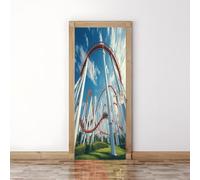 TACOKI 3D Roller Coaster Door Stickers, Roller Coaster Door Murals Stickers Peel and Stick Wall Art Mural Vinyl Self Adhesive Wallpaper Poster for Home Decor 100x200 cm 6884z