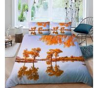 TACOKI Autumn Duvet Cover Sets 150 x 200 Landscape Bedding Set for Kids Adults Boys Girls, 3D Printed Soft Comfy Microfiber Quilt Cover with 2 Pillowcases with Zipper Closure q4676