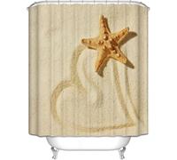 TACOKI Beach Printed Shower Curtain 260 x 200 cm, Mould Resistant, Waterproof Polyester Fabric, 3D Printed Bath Curtain for Bathroom Bathtub, Washable with Hooks 1847e