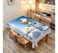 TACOKI Blue Sky and White Clouds Tablecloth Square 91x91 cm, 3D Printed Cable Car Small Wipeable Polyester Table Cover, Washable Decorative Table Cloth for Coffee Table, Side Table 408A