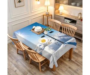 TACOKI Cable Car Tablecloth Square 132x132 cm, 3D Printed Snow Mountain Small Wipeable Polyester Table Cover, Washable Decorative Table Cloth for Balcony, Kitchen, Dining Room, Garden Party 641A