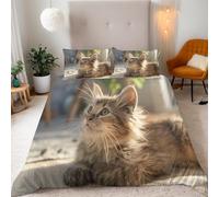 TACOKI Cat King Size Duvet Cover Sets Pet Cat Bedding Quilt Cover for Room Decor, 3D Print Reversible Bedding Set Super Soft Brushed Microfibre with Pillowcases Zipper Closure 8296a