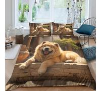 TACOKI Chow Chow Single Duvet Cover Set Animal Bedding Set for Kids Adults Boys Girls, 3D Printed Soft Comfy Microfiber Quilt Cover with 2 Pillowcases with Zipper Closure 6019z