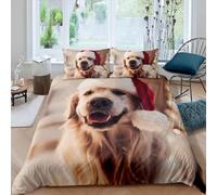 TACOKI Christmas Single Duvet Cover Set Dog Bedding Set for Kids Adults Boys Girls, 3D Printed Soft Comfy Microfiber Quilt Cover with 2 Pillowcases with Zipper Closure q5491