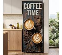 TACOKI Coffee Door Stickers, Coffee Beans Door Murals Stickers Peel and Stick Wall Art Mural Vinyl Self Adhesive Wallpaper Poster for Home Decor 100x200 cm