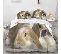 TACOKI Dutch Rabbit Super King Duvet Cover Rabbit Bedding Set for Kids Adults Boys Girls, 3D Printed Soft Comfy Microfiber Quilt Cover with 2 Pillowcases with Zipper Closure q4283