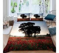 TACOKI Flowers King Size Duvet Cover Sets Landscape Bedding Set for Kids Adults Boys Girls, 3D Printed Soft Comfy Microfiber Quilt Cover with 2 Pillowcases with Zipper Closure q4372