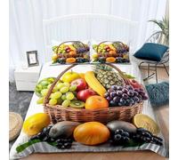 TACOKI Fruit Single Duvet Cover Set 150 x 200 Fruit Bedding Quilt Cover for Room Decor, 3D Print Reversible Bedding Set Super Soft Brushed Microfibre with Pillowcases Zipper Closure 476a