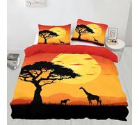 TACOKI Giraffe Single Duvet Cover Set 150 x 200 African Animals Bedding Quilt Cover for Room Decor, 3D Print Reversible Bedding Set Super Soft Brushed Microfibre with Pillowcases Zipper Closure 3818a