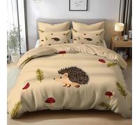 TACOKI Hedgehog King Size Duvet Cover Sets Mushrooms Bedding Set for Kids Adults Boys Girls, 3D Printed Soft Comfy Microfiber Quilt Cover with 2 Pillowcases with Zipper Closure q2968