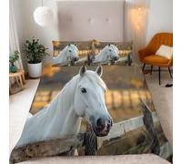 TACOKI Horse King Size Duvet Cover Sets Animal Horse Bedding Quilt Cover for Room Decor, 3D Print Reversible Bedding Set Super Soft Brushed Microfibre with Pillowcases Zipper Closure 3796a