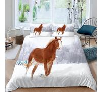 TACOKI Horse Pattern King Size Duvet Cover Sets Horse Bedding Quilt Cover for Room Decor, 3D Print Reversible Bedding Set Super Soft Brushed Microfibre with Pillowcases Zipper Closure 8308a