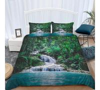 TACOKI Jungle King Size Duvet Cover Sets Landscape Bedding Set for Kids Adults Boys Girls, 3D Printed Soft Comfy Microfiber Quilt Cover with 2 Pillowcases with Zipper Closure e3034