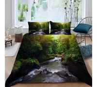 TACOKI Landscape King Size Duvet Cover Sets Nature Bedding Set for Kids Adults Boys Girls, 3D Printed Soft Comfy Microfiber Quilt Cover with 2 Pillowcases with Zipper Closure q4762