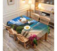 TACOKI Landscape Tablecloth Rectangular 140x240 cm, 3D Printed Ocean Wipeable Polyester Table Cover, Washable Decorative Table Cloth for Spring Summer Outdoor Party Birthday 887A
