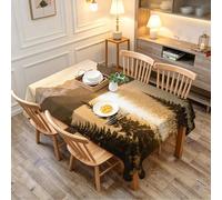 TACOKI Landscape Tablecloth Square 91x91 cm, 3D Printed Natural Small Wipeable Polyester Table Cover, Washable Decorative Table Cloth for Coffee Table, Side Table 826A
