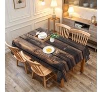TACOKI Large 150x220 cm Rectangular Plank Pattern Tablecloth, 3D Printed Wooden Polyester Table Cover, Wipeable Washable Decorative Table Cloth for Garden Kitchen Party Picnic 1944A