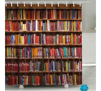 TACOKI Library Bookshelf Shower Curtain Mould Resistant, 3D Bathroom Curtain Retro Educational Bookcase, Waterproof Fabric Bathtub Curtain, Shower Curtains 240 x 200 with Hooks Bath Curtain #2534