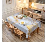 TACOKI Marble Tablecloth Rectangular 137x178 cm, 3D Printed Golden Gray Wipeable Polyester Table Cover, Washable Decorative Table Cloth for Dining Room, Small Party, Kitchen Home Decor 1478A