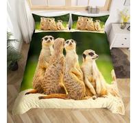 TACOKI Meerkat Single Duvet Cover Set Meerkat Bedding Quilt Cover for Room Decor, 3D Print Reversible Bedding Set Super Soft Brushed Microfibre Bed Set with Pillowcases Zipper Closure 1567a