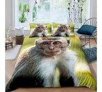 TACOKI Monkey Duvet Cover Set Super King Size Animals Bedding Quilt Cover for Room Decor, 3D Print Reversible Bedding Set Super Soft Brushed Microfibre with Pillowcases Zipper Closure 8369a
