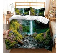 TACOKI Nature Single Duvet Cover Set Landscape Bedding Set for Kids Adults Boys Girls, 3D Printed Soft Comfy Microfiber Quilt Cover with 2 Pillowcases with Zipper Closure q4903