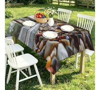 TACOKI Pebbles Tablecloth Square 91x91 cm, 3D Printed Natural Small Wipeable Polyester Table Cover, Washable Decorative Table Cloth for Coffee Table, Side Table 738A