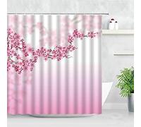 TACOKI Pink Cherry Blossoms Shower Curtain Mould Resistant, 3D Bathroom Curtain Peach Blossom, Waterproof Polyester Fabric Bathtub Curtain, Shower Curtains 240 x 200 with Hooks Bath Curtain #1484