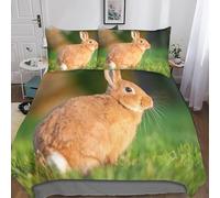 TACOKI Rabbit Super King Duvet Cover Cute Rabbit Bedding Set for Kids Adults Boys Girls, 3D Printed Soft Comfy Microfiber Quilt Cover with 2 Pillowcases with Zipper Closure q4493