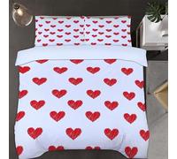 TACOKI Red Heart Duvet Cover Double Heart-Shaped Bedding Set for Kids Adults Boys Girls, 3D Printed Soft Comfy Microfiber Quilt Cover with 2 Pillowcases with Zipper Closure q4917