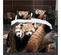 TACOKI Red Panda Super King Duvet Cover Animal Bedding Set for Kids Adults Boys Girls, 3D Printed Soft Comfy Microfiber Quilt Cover with 2 Pillowcases with Zipper Closure e2423