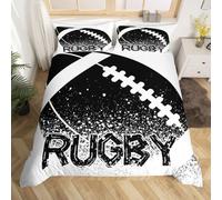 TACOKI Rugby King Size Duvet Cover Sets Rugby Bedding Set for Kids Adults Boys Girls, 3D Printed Soft Comfy Microfiber Quilt Cover with 2 Pillowcases with Zipper Closure c1378
