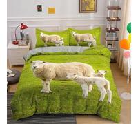 TACOKI Sheep Pattern Duvet Cover Set Super King Size Sheep Pattern Bedding Quilt Cover for Room Decor, 3D Print Reversible Bedding Set Soft Brushed Microfibre with Pillowcases Zipper Closure 8363a