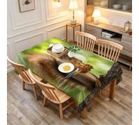 TACOKI Small 91x91 cm Square Jungle Animals Pattern Tablecloth, 3D Printed Squirrel Polyester Table Cover, Wipeable Washable Decorative Table Cloth for Garden Kitchen Party Picnic 2145A