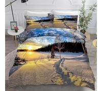 TACOKI Snow Scene Duvet Cover Set Super King Size Winter Bedding Quilt Cover for Room Decor, 3D Print Reversible Bedding Set Super Soft Brushed Microfibre with Pillowcases Zipper Closure 8267a