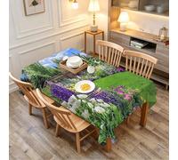 TACOKI Spring Flowers Tablecloth Rectangular 137x178 cm, 3D Printed Garden View Wipeable Polyester Table Cover, Washable Decorative Table Cloth for Dining Room, Small Party, Kitchen Home Decor 1456A