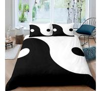 TACOKI Tai Chi Pattern Duvet Cover Sets Double Yin and Yang Bedding Quilt Cover for Room Decor, 3D Print Reversible Bedding Set Super Soft Brushed Microfibre Bed Set with Pillowcases 2553k