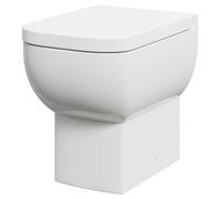 Tacoma Back to Wall Toilet Pan with Soft Close Toilet Seat | White | Ceramic | 350mm x 450mm x 490mm