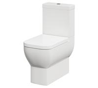 Tacoma Closed Back Close Coupled Toilet with Soft Close Toilet Seat | White | Ceramic | 350mm x 800mm x 600mm