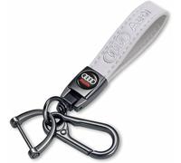 TACOMA Genuine Leather Car Keychain for Audi A3 RS3 A4 A5 A6 A7 RS7 A8 Q3 Q5 Q7 R8 Key Chain for Men and Women Family Present Key Ring Accessories(White)