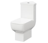 Tacoma Open Back Close Coupled Corner Toilet with Soft Close Toilet Seat | White | ABS Polished Chrome | 355mm x 790mm x 800mm