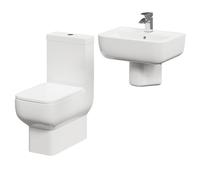 Tacoma Semi Pedestal Basin and Closed Back Toilet Suite | White | Ceramic | 550mm