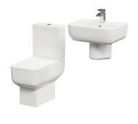 Tacoma Semi Pedestal Basin and Open Back Toilet Suite | White | Ceramic | 550mm