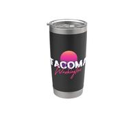 Tacoma Washington Retro Glitch Vaporwave Sun 80s 90s Stainless Steel Insulated Tumbler