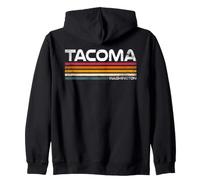 Tacoma Washington Retro Stripes Vintage City Design Zip Hoodie