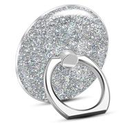 TACOMEGE Bling Glitter Phone Grip, Round Cell Phone Ring Holder Stand Silver for Women Girls, Compatible with Smartphone, Tablet, E-Reader, Etc