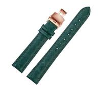 Taconey 10-14mm Plaid Pattern Leather Watch Strap, Slim Universal Replacement Band,A-Green Rose Gold,10mm