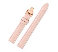 Taconey 10-14mm Plaid Pattern Leather Watch Strap, Slim Universal Replacement Band,A-Pink Rose Gold,16mm