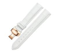 Taconey 12-20mm Genuine Leather Watch Strap With Metal Buckle, Universal Replacement Band,White Matte Rg A,17mm
